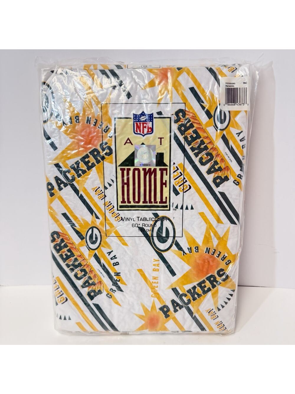 Green Bay Packers Football 90s Vinyl Tablecloth Round 60” NEW NOS Wisconsin